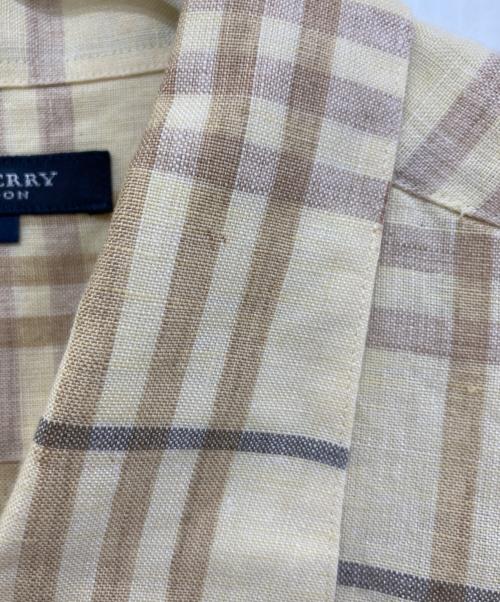 BURBERRY LONDON（バーバリーロンドン）BURBERRY LONDON (バーバリーロンドン) リネンチェックシャツ イエロー サイズ:Lの古着・服飾アイテム