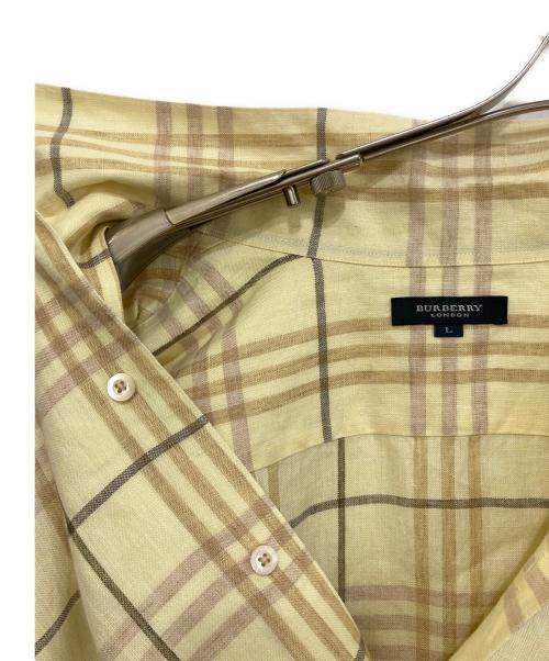BURBERRY LONDON（バーバリーロンドン）BURBERRY LONDON (バーバリーロンドン) リネンチェックシャツ イエロー サイズ:Lの古着・服飾アイテム