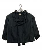 UNITED ARROWS TOKYOユナイテッドアローズトウキョウ）の古着「ギャザーフリル リボン ブラウス」｜ブラック