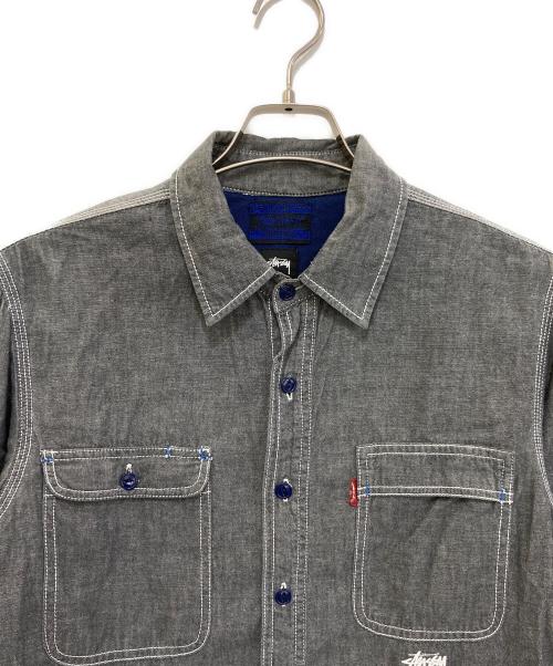 stussy（ステューシー）stussy (ステューシー) LEVI'S (リーバイス) シャンブレーシャツ グレー サイズ:Mの古着・服飾アイテム