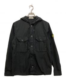STONE ISLAND（ストーンアイランド）の古着「GARMENT DYED COTTON NYLON HOODED SHIRT　721512408」｜ブラック