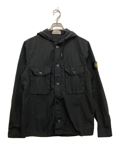 STONE ISLAND（ストーンアイランド）STONE ISLAND (ストーンアイランド) GARMENT DYED COTTON NYLON HOODED SHIRT　721512408 ブラック サイズ:Sの古着・服飾アイテム