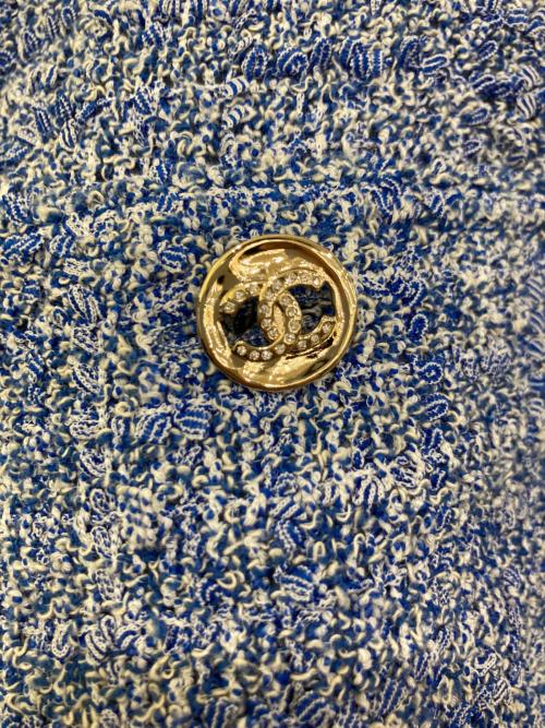 CHANEL（シャネル）CHANEL (シャネル) ココマークツイードジャケット ブルー サイズ:36の古着・服飾アイテム