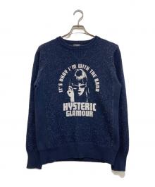 Hysteric Glamour（ヒステリックグラマー）の古着「IM WITH THE BAND pt クルーネック ニット」｜ネイビー
