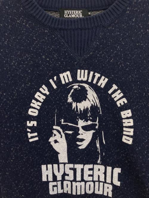 Hysteric Glamour（ヒステリックグラマー）Hysteric Glamour (ヒステリックグラマー) IM WITH THE BAND pt クルーネック ニット ネイビー サイズ:Ｍの古着・服飾アイテム