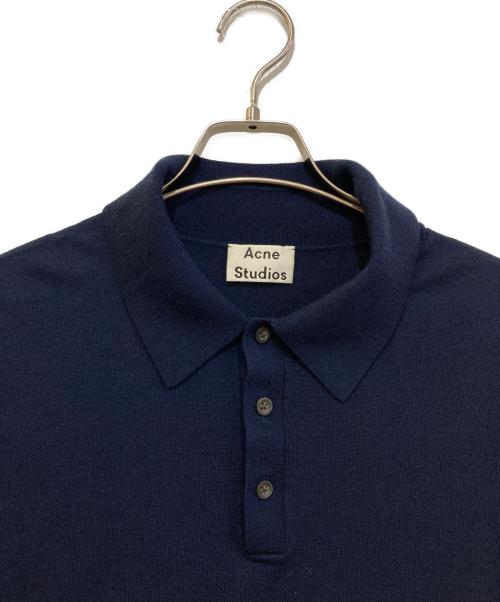 Acne studios（アクネ ストゥディオズ）Acne studios (アクネ ストゥディオズ) ウールニットポロシャツ ネイビー サイズ:Lの古着・服飾アイテム