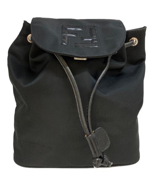 FENDI（フェンディ）FENDI (フェンディ) FFロゴナイロン巾着リュックサック ブラックの古着・服飾アイテム