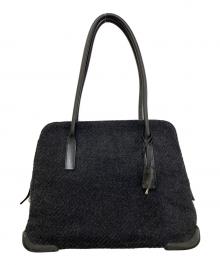 PRADA（プラダ）の古着「ウール×レザートートバッグ　B9497」｜グレー