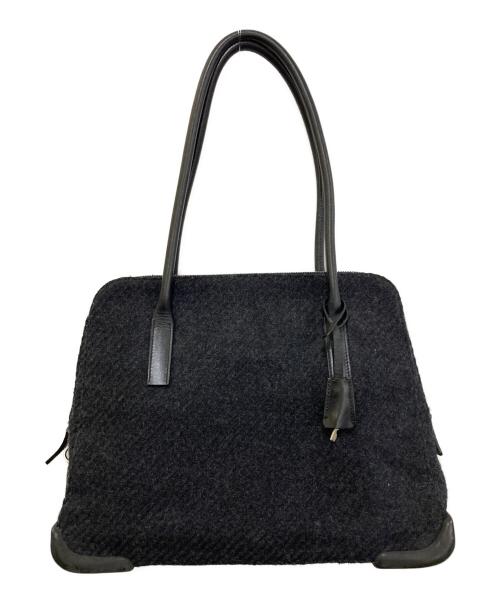 PRADA（プラダ）PRADA (プラダ) ウール×レザートートバッグ　B9497 グレーの古着・服飾アイテム
