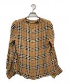 Burberry'sバーバリーズ）の古着「ノーカラーシルクシャツ」｜ベージュ
