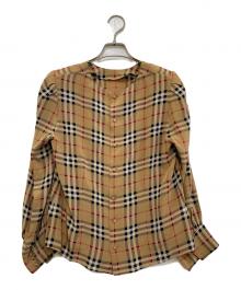 Burberry's（バーバリーズ）の古着「ノーカラーシルクシャツ」｜ベージュ