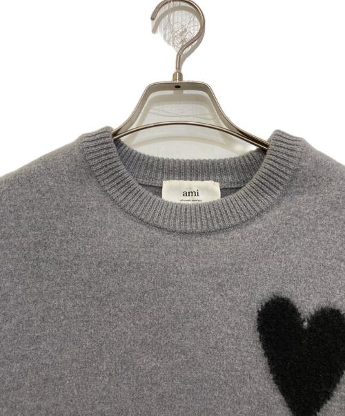 ami（アミ）ami (アミ) ハートロゴニット　UKS002.018 グレー サイズ:Mの古着・服飾アイテム