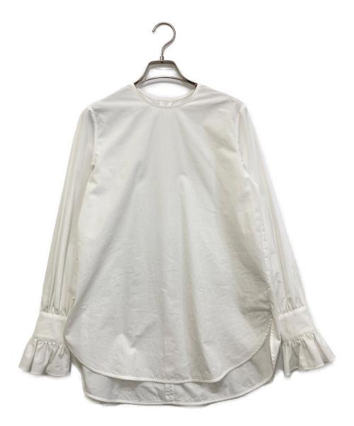 STRASBURGO（ストラスブルゴ）STRASBURGO (ストラスブルゴ) ノーカラーシャツ ホワイト サイズ:38の古着・服飾アイテム
