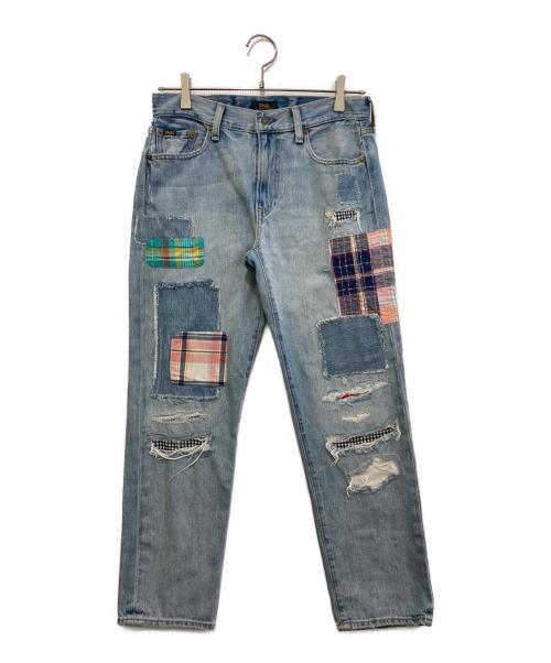 POLO RALPH LAUREN（ポロ・ラルフローレン）POLO RALPH LAUREN (ポロ・ラルフローレン) パッチワークデニムパンツ インディゴ サイズ:25の古着・服飾アイテム
