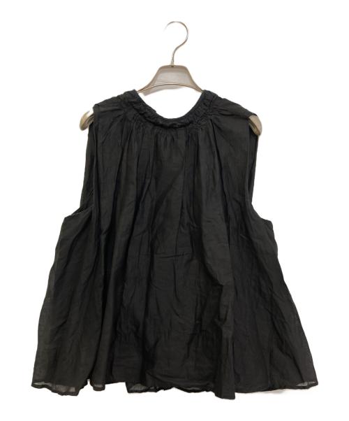 MARILYN MOON（マリリンムーン）MARILYN MOON (マリリンムーン) タックテクニックシアーコットンフレアブラウス ブラック サイズ:Freeの古着・服飾アイテム