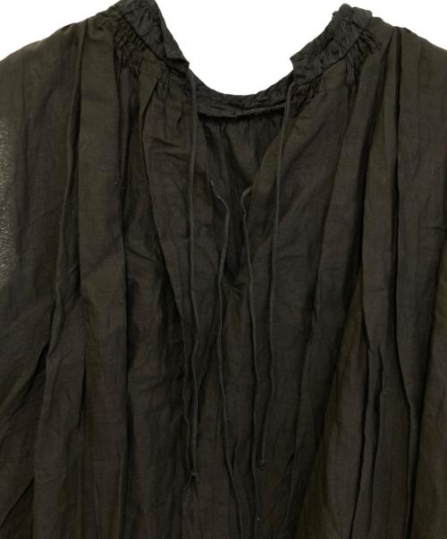 MARILYN MOON（マリリンムーン）MARILYN MOON (マリリンムーン) タックテクニックシアーコットンフレアブラウス ブラック サイズ:Freeの古着・服飾アイテム