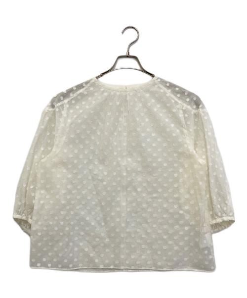 BALLSEY（ボールジィ）BALLSEY (ボールジィ) フラワーカットジャカード パフスリーブブラウス ホワイト サイズ:36の古着・服飾アイテム