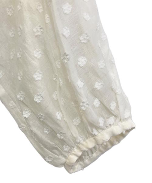 BALLSEY（ボールジィ）BALLSEY (ボールジィ) フラワーカットジャカード パフスリーブブラウス ホワイト サイズ:36の古着・服飾アイテム