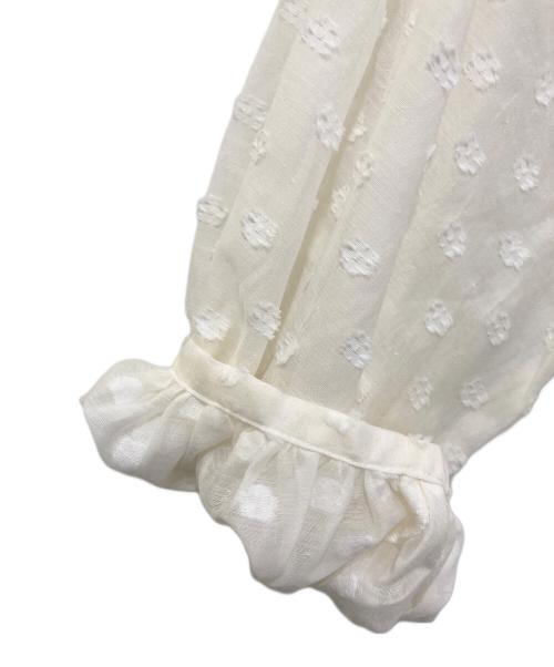 BALLSEY（ボールジィ）BALLSEY (ボールジィ) フラワーカットジャカード パフスリーブブラウス ホワイト サイズ:36の古着・服飾アイテム
