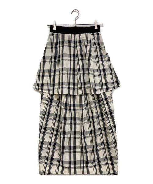 LE PHIL（ル フィル）LE PHIL (ル フィル) メモリータフタチェックスカート ブラックの古着・服飾アイテム