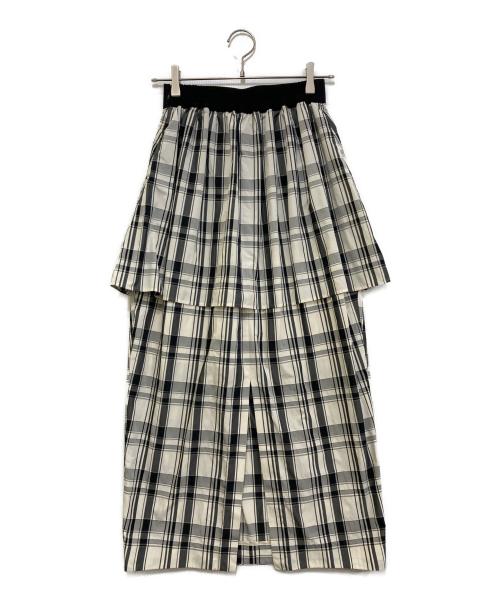 LE PHIL（ル フィル）LE PHIL (ル フィル) メモリータフタチェックスカート ブラックの古着・服飾アイテム