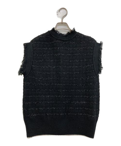 Whim Gazette（ウィムガゼット）Whim Gazette (ウィムガゼット) ツィードニットジレ ブラック サイズ:Fの古着・服飾アイテム