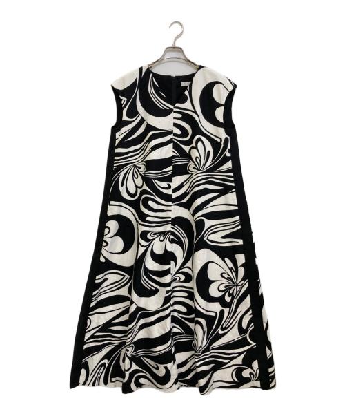 ADORE（アドーア）ADORE (アドーア) モノトーンフラワープリントワンピース ブラック サイズ:38の古着・服飾アイテム