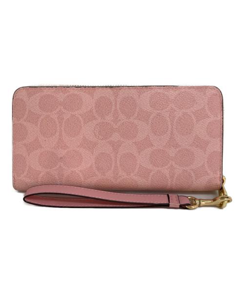 COACH（コーチ）COACH (コーチ) シグネチャーラウンドジップウォレット　CW778 ピンクの古着・服飾アイテム