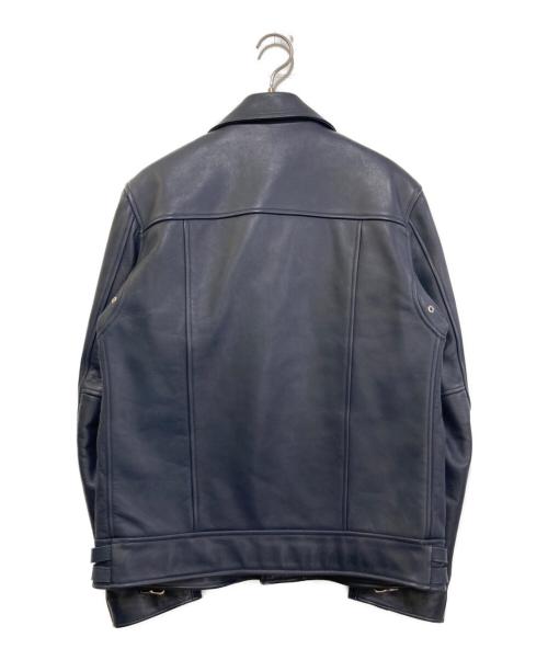 ROUGH AND RUGGED（ラフアンドラゲッド）ROUGH AND RUGGED (ラフアンドラゲッド) レザーライダースジャケット ネイビー サイズ:2の古着・服飾アイテム