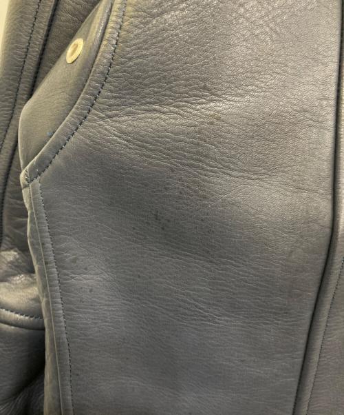 ROUGH AND RUGGED（ラフアンドラゲッド）ROUGH AND RUGGED (ラフアンドラゲッド) レザーライダースジャケット ネイビー サイズ:2の古着・服飾アイテム