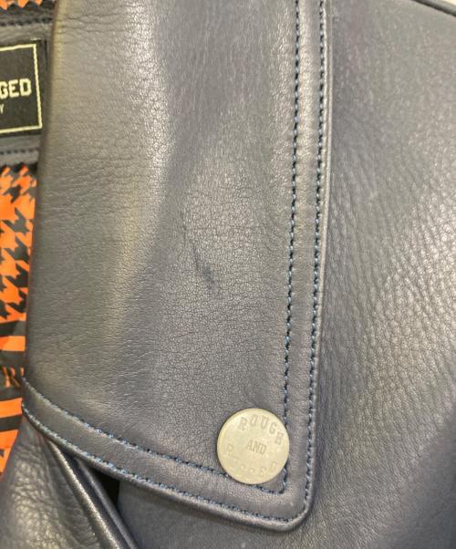 ROUGH AND RUGGED（ラフアンドラゲッド）ROUGH AND RUGGED (ラフアンドラゲッド) レザーライダースジャケット ネイビー サイズ:2の古着・服飾アイテム