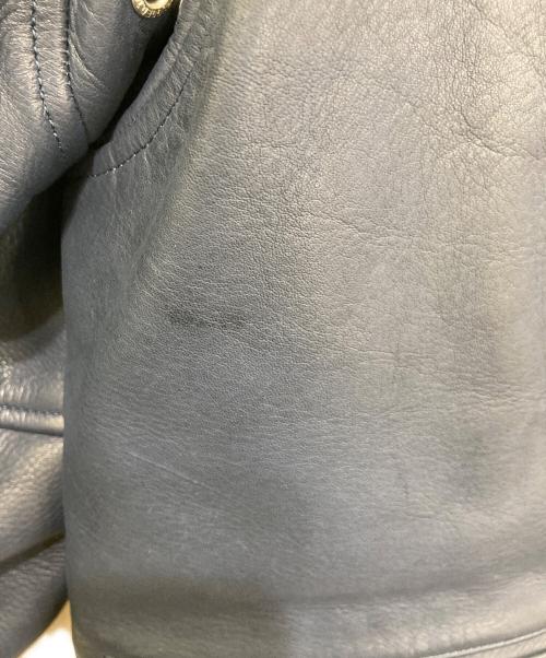 ROUGH AND RUGGED（ラフアンドラゲッド）ROUGH AND RUGGED (ラフアンドラゲッド) レザーライダースジャケット ネイビー サイズ:2の古着・服飾アイテム