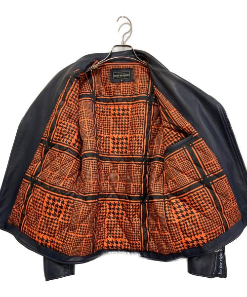 ROUGH AND RUGGED（ラフアンドラゲッド）ROUGH AND RUGGED (ラフアンドラゲッド) レザーライダースジャケット ネイビー サイズ:2の古着・服飾アイテム