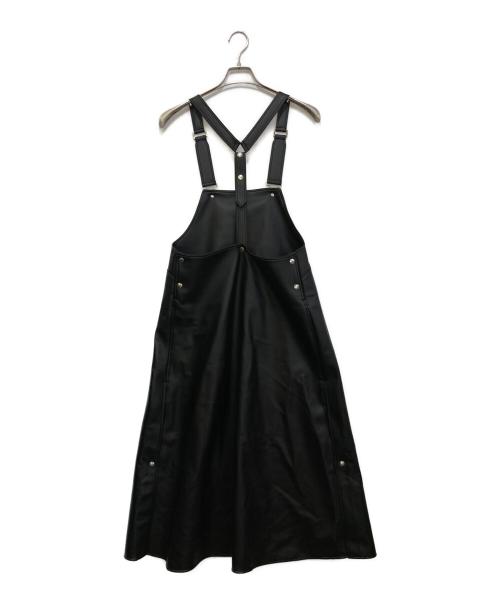 THE RERACS（ザ リラクス）THE RERACS (ザ リラクス) フェイクレザーエプロンドレス ブラック サイズ:36の古着・服飾アイテム