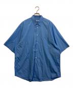 INTERIMインテリム）の古着「HICOUNT TYPEWRITER DEADSTOCK FABRIC HYPER BIG S/S OPEN COLLAR SHIRT」｜ブルー