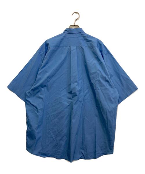 INTERIM（インテリム）INTERIM (インテリム) HICOUNT TYPEWRITER DEADSTOCK FABRIC HYPER BIG S/S OPEN COLLAR SHIRT ブルー サイズ:不明(実寸をご参考下さい)の古着・服飾アイテム