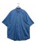 INTERIM（インテリム）の古着「HICOUNT TYPEWRITER DEADSTOCK FABRIC HYPER BIG S/S OPEN COLLAR SHIRT」｜ブルー