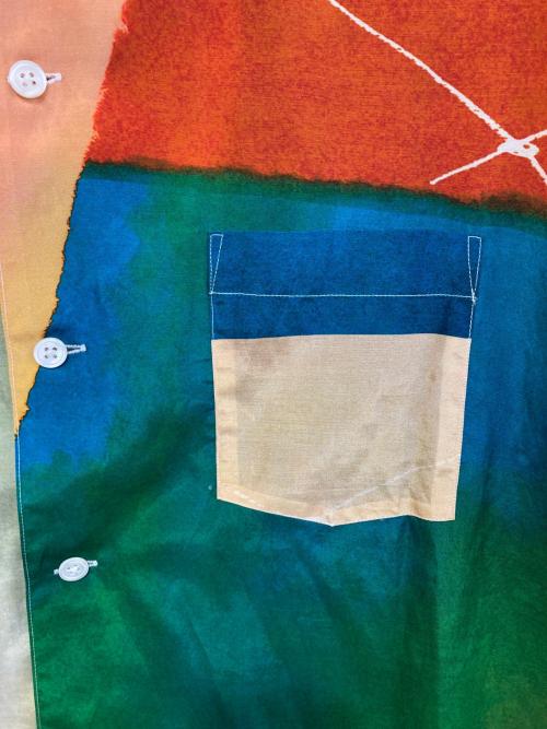 UNDECORATED（アンデコレイテッド）UNDECORATED (アンデコレイテッド) 半袖シャツ レッド×グリーン サイズ:3の古着・服飾アイテム