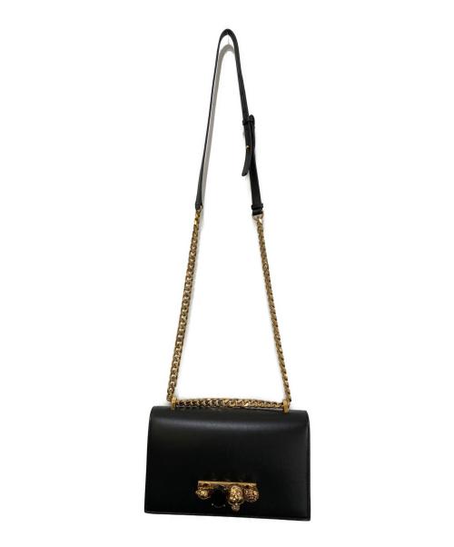 ALEXANDER McQUEEN（アレキサンダーマックイーン）ALEXANDER McQUEEN (アレキサンダーマックイーン) Calfskin Mini Jeweled Knuckle Satchel Black ブラックの古着・服飾アイテム
