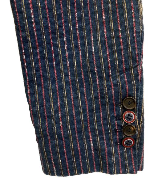 Bob（ボブ）Bob (ボブ) コットンリネンストライプ2Bジャケット ネイビー サイズ:50の古着・服飾アイテム