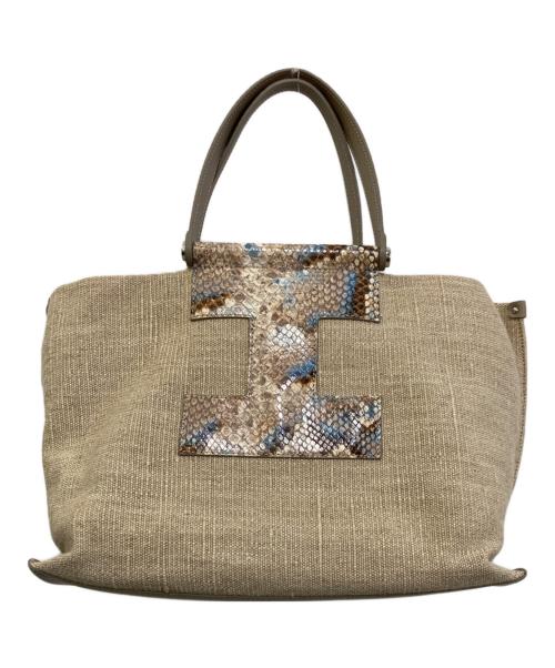 IACUCCI（イアクッチ）IACUCCI (イアクッチ) キャンバス切替トートバッグ ベージュの古着・服飾アイテム