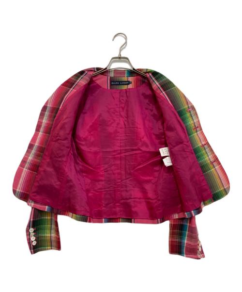 RALPH LAUREN（ラルフローレン）RALPH LAUREN (ラルフローレン) マドラスチェックリネンジャケット ピンク サイズ:9の古着・服飾アイテム