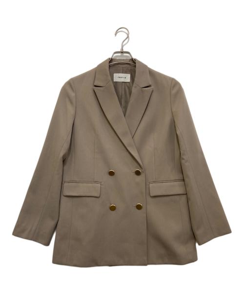 FRAY ID（フレイ アイディー）FRAY ID (フレイ アイディー) ダブルブレストピークドラペルジャケット ベージュの古着・服飾アイテム