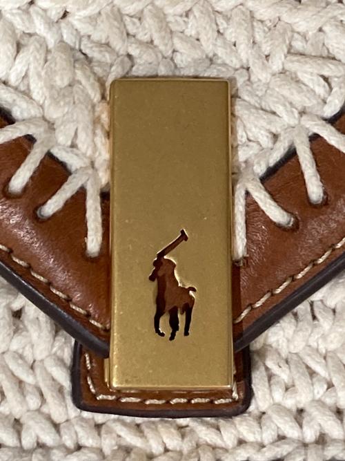 POLO RALPH LAUREN（ポロ・ラルフローレン）POLO RALPH LAUREN (ポロ・ラルフローレン) クロシェ編みレザーショルダーバッグ ベージュの古着・服飾アイテム