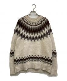 BATONER（バトナ―）の古着「MOHAIR NORDIC CREW NECK」｜アイボリー×グレー