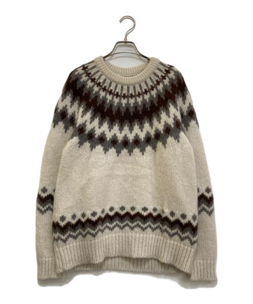 BATONER（バトナ―）BATONER (バトナ―) MOHAIR NORDIC CREW NECK アイボリー×グレー サイズ:2の古着・服飾アイテム
