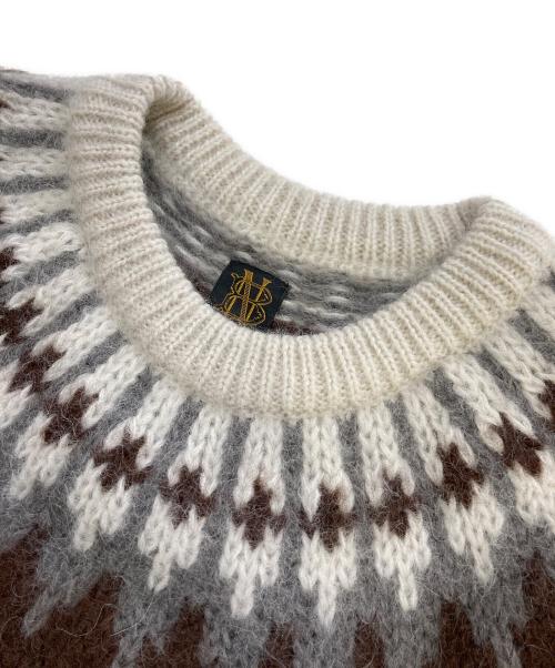 BATONER（バトナ―）BATONER (バトナ―) MOHAIR NORDIC CREW NECK アイボリー×グレー サイズ:2の古着・服飾アイテム