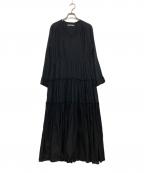 ne quittez pasヌキテパ）の古着「COTTON SOLID GATHER LONG DRESS　010492902P」｜ブラック