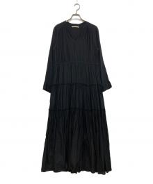 ne quittez pas（ヌキテパ）の古着「COTTON SOLID GATHER LONG DRESS　010492902P」｜ブラック