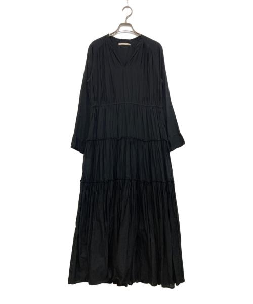 ne quittez pas（ヌキテパ）ne quittez pas (ヌキテパ) COTTON SOLID GATHER LONG DRESS　010492902P ブラック サイズ:不明(実寸をご参考下さい)の古着・服飾アイテム